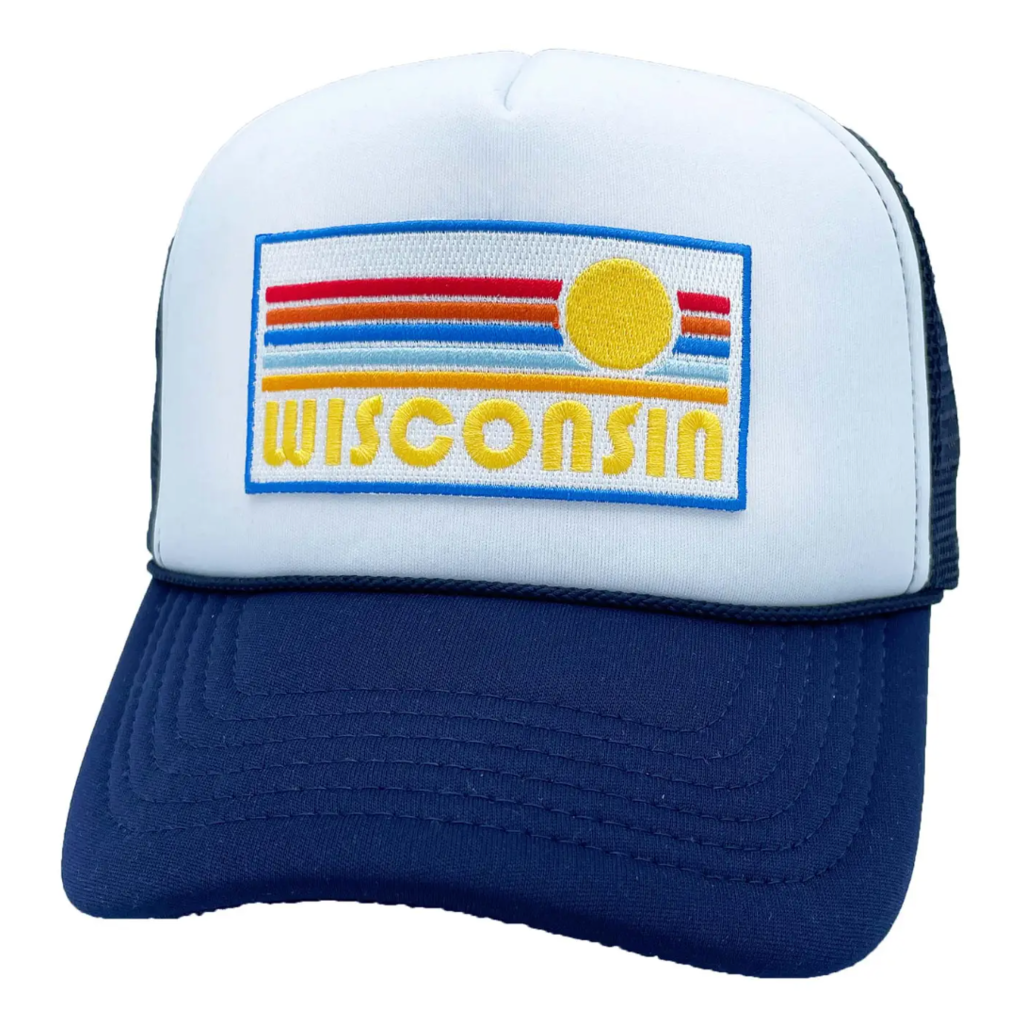 Hey Mountains Retro Wisconsin Trucker Hat (Navy)
