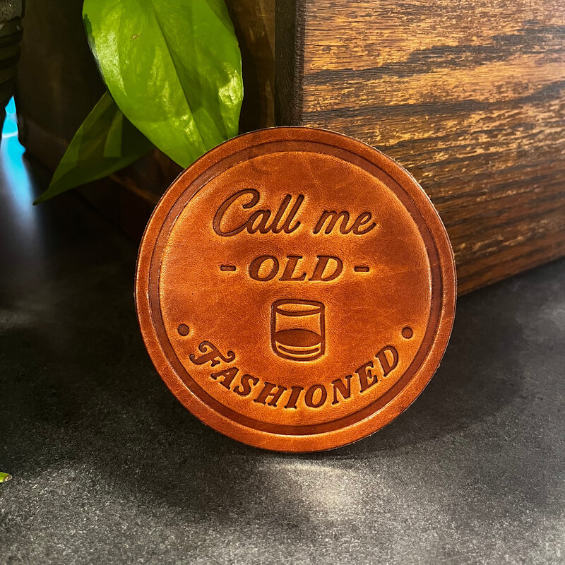 Sugarhouse Leather Call Me Old Fashioned Leather Coaster