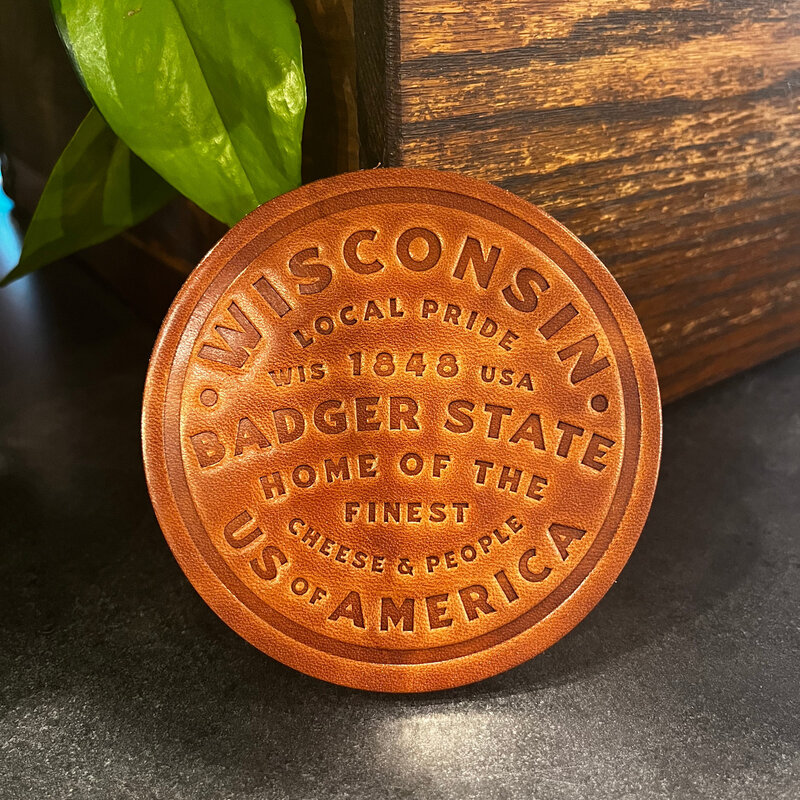 Sugarhouse Leather Wisconsin Leather Coaster