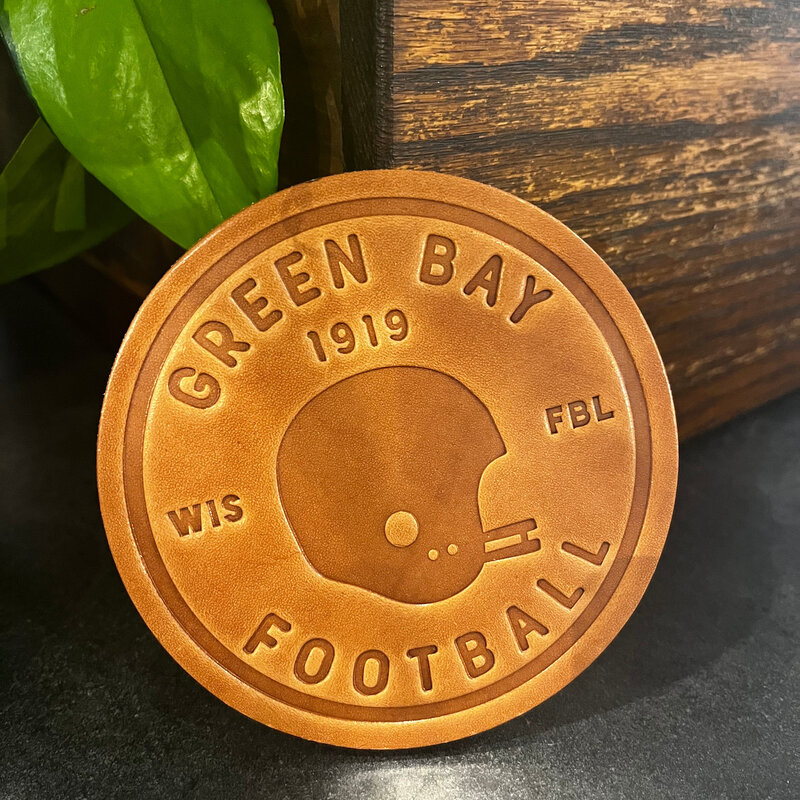 Sugarhouse Leather Green Bay Football Leather Coaster