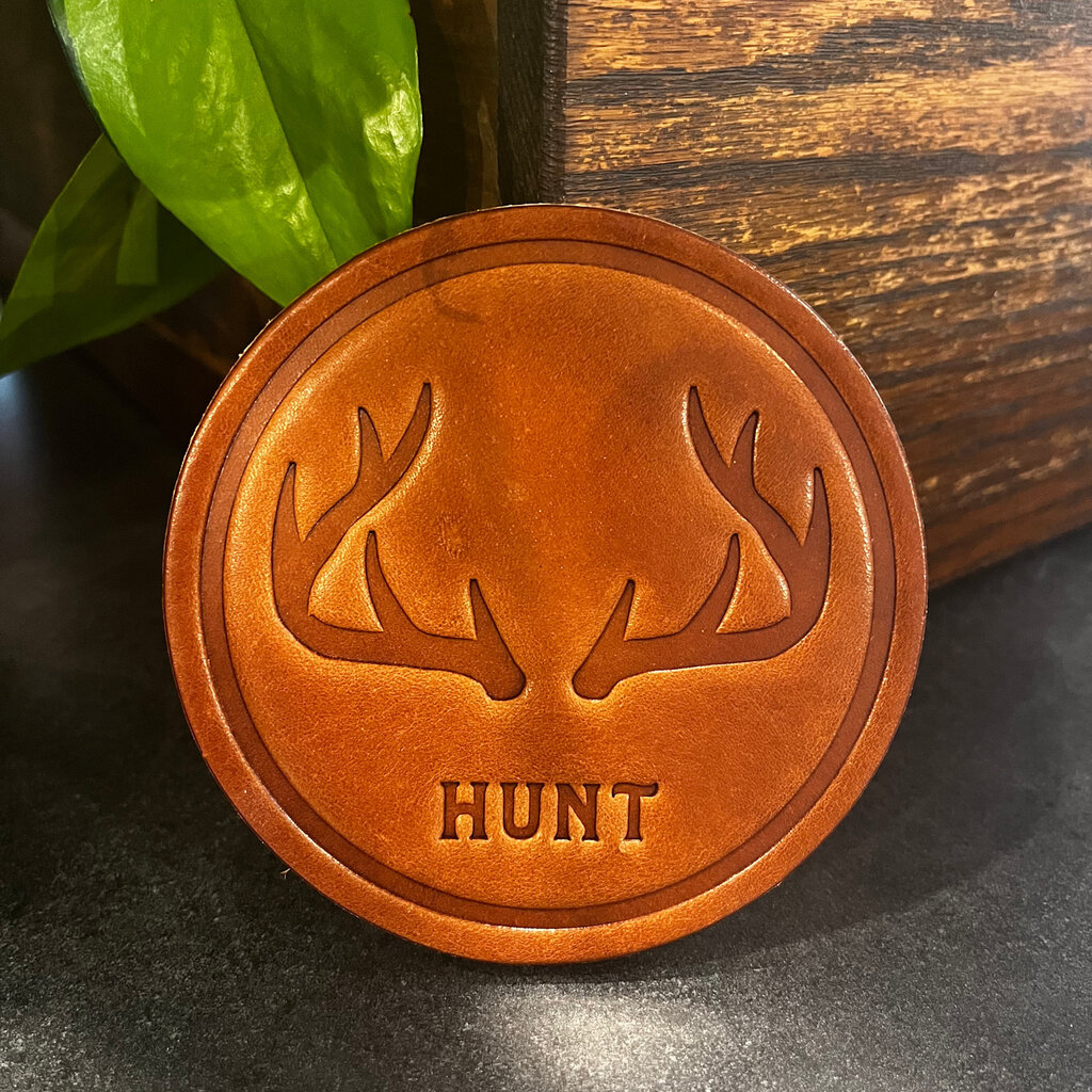 Sugarhouse Leather Hunt Antler Leather Coaster