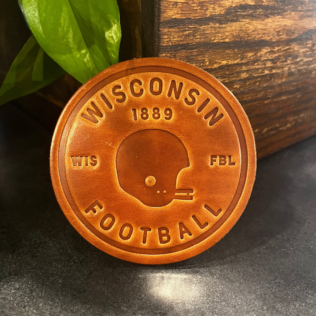 Sugarhouse Leather Wisconsin Football Leather Coaster