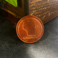Sugarhouse Leather Wisconsin Silhouette Leather Magnet - Circle
