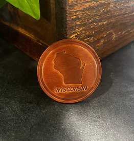 Sugarhouse Leather Wisconsin Silhouette Leather Magnet - Circle