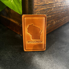 Sugarhouse Leather Wisconsin Silhouette Leather Magnet - Block Style