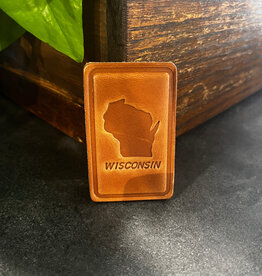 Sugarhouse Leather Wisconsin Silhouette Leather Magnet - Block Style