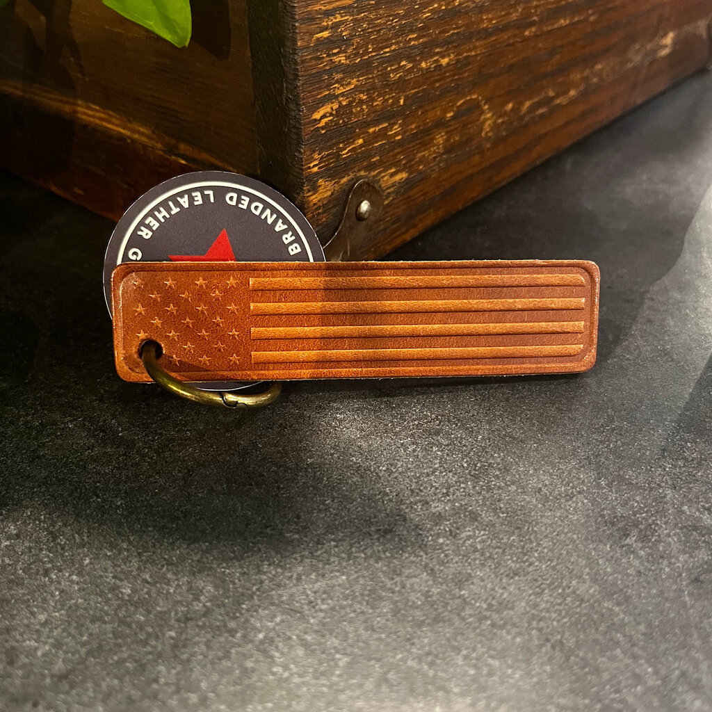 Sugarhouse Leather American Flag Leather Keychain