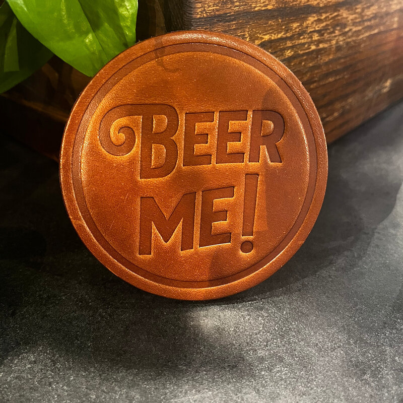 Sugarhouse Leather Beer Me! Leather Coaster