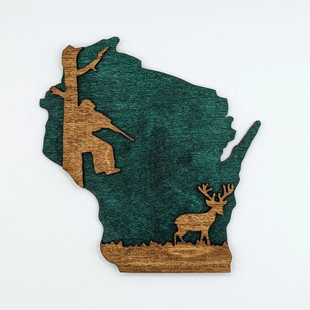 Knit and Nailed Wisconsin Wood Magnet Art 5"