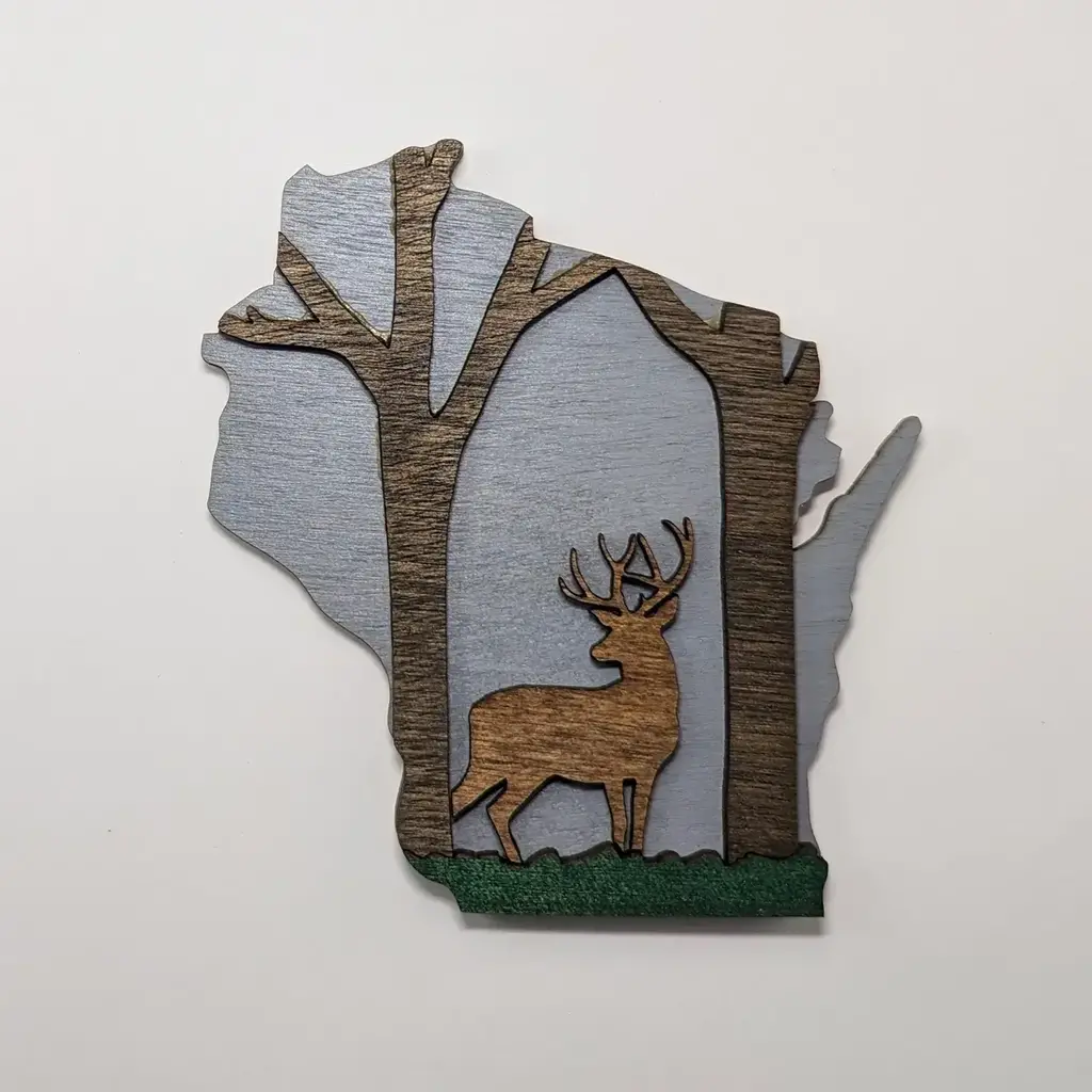 Knit and Nailed Wisconsin Wood Magnet Art 5"
