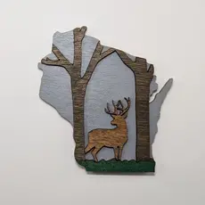 Knit and Nailed Wisconsin Wood Magnet Art 5"