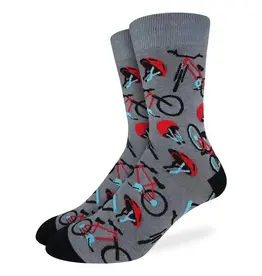 Good Luck Sock Crew Socks - Bicycle Socks (Red Bikes and Helmets)