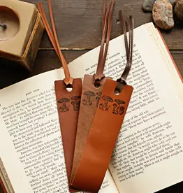 Wayfaring Goods Leather Bookmark - Mushrooms
