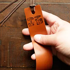 Wayfaring Goods Leather Bookmark - Mushrooms