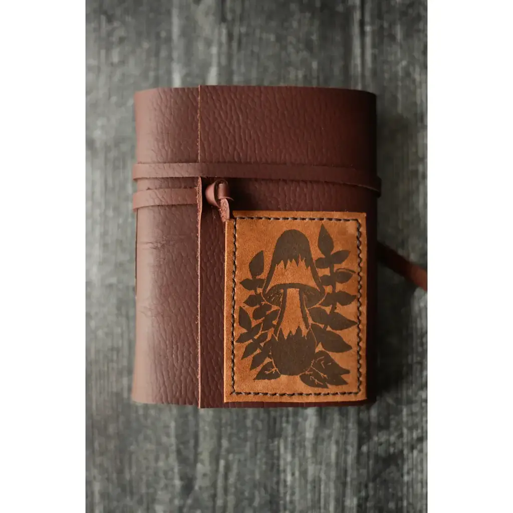 Wayfaring Goods Leather Journal - Mushroom Print (Bright White)