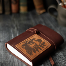 Wayfaring Goods Leather Journal - Mushroom Print (Cream)