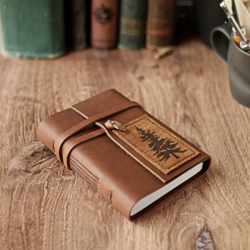 Wayfaring Goods Leather Journal with Pine Tree