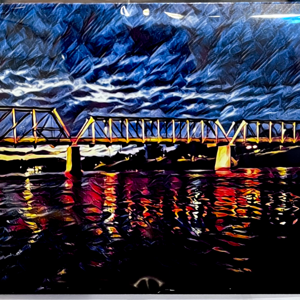 Maureen McRaith Greeting Card - Phoenix Bridge at Night with Filter