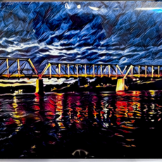 Maureen McRaith Greeting Card - Phoenix Bridge at Night with Filter