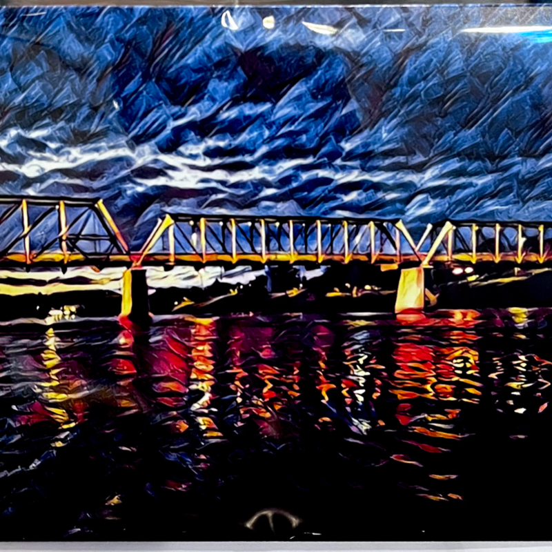 Maureen McRaith Greeting Card - Phoenix Bridge at Night with Filter