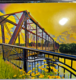 Maureen McRaith Greeting Card - Phoenix Bridge with Yellow Flowers