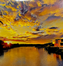 Maureen McRaith Greeting Card - Sunset on River - Filter