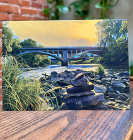 Maureen McRaith Greeting Card - Arched Bridge with Stacked Rocks