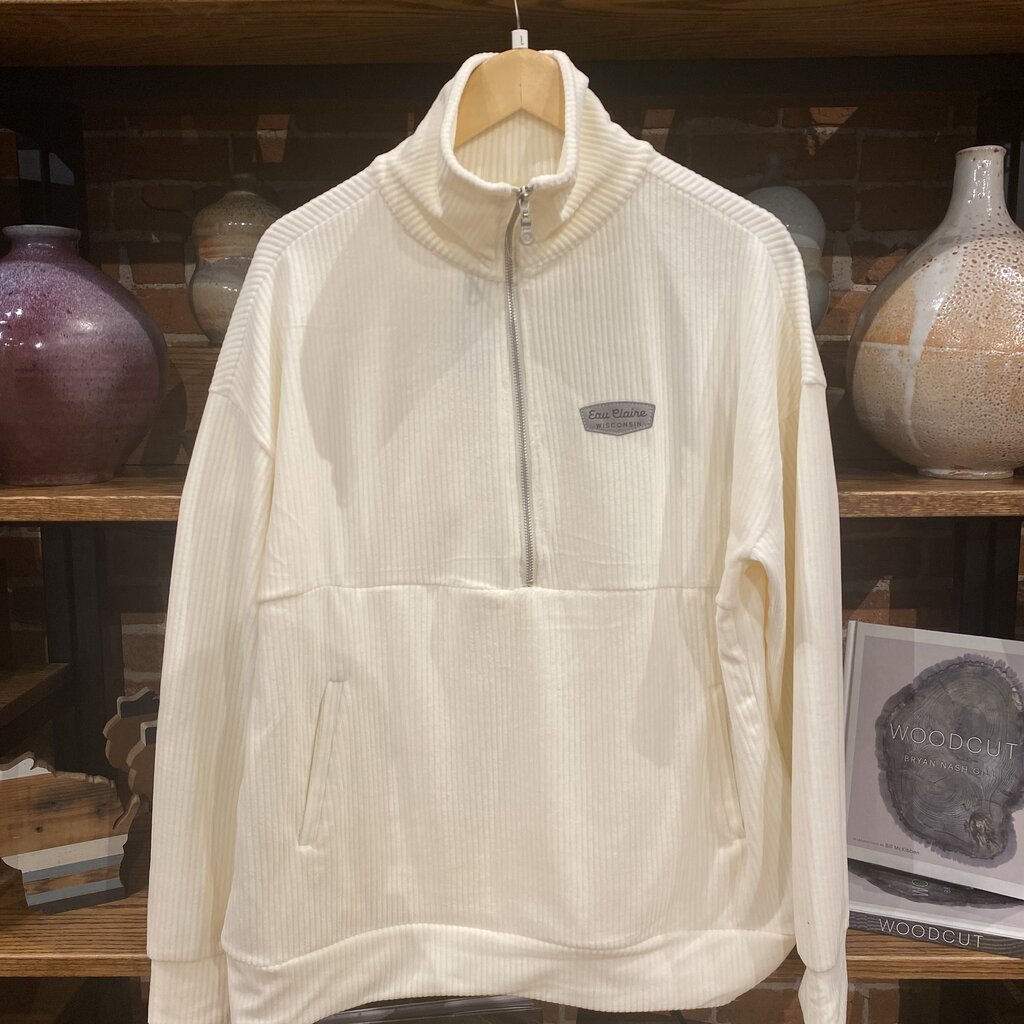 White Corded 1/2 Zip