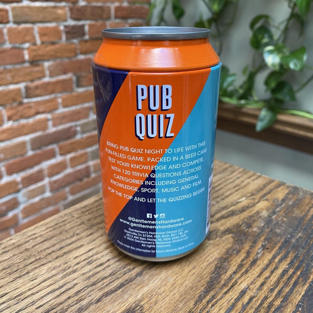 Gentlemen's Hardware Pub Quiz In A Can
