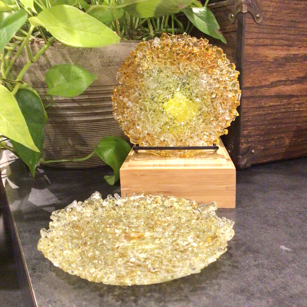 Karen Clark Fused Tempered Glass Round Dish -  (6")