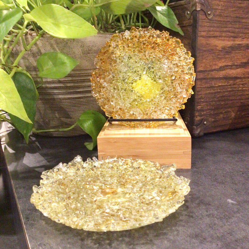 Karen Clark Fused Tempered Glass Round Dish -  (6")