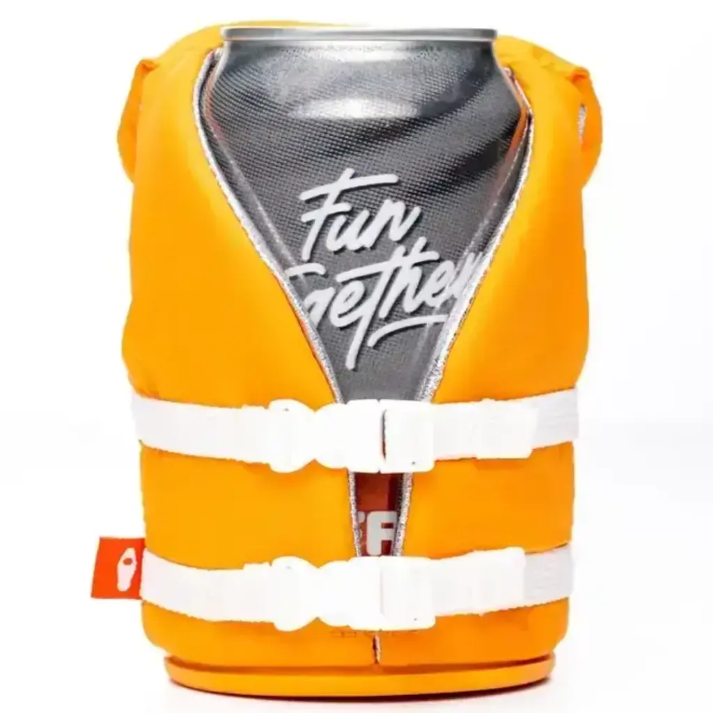 Puffin Drinkware Beverage Koozie Life Vest - Apricot