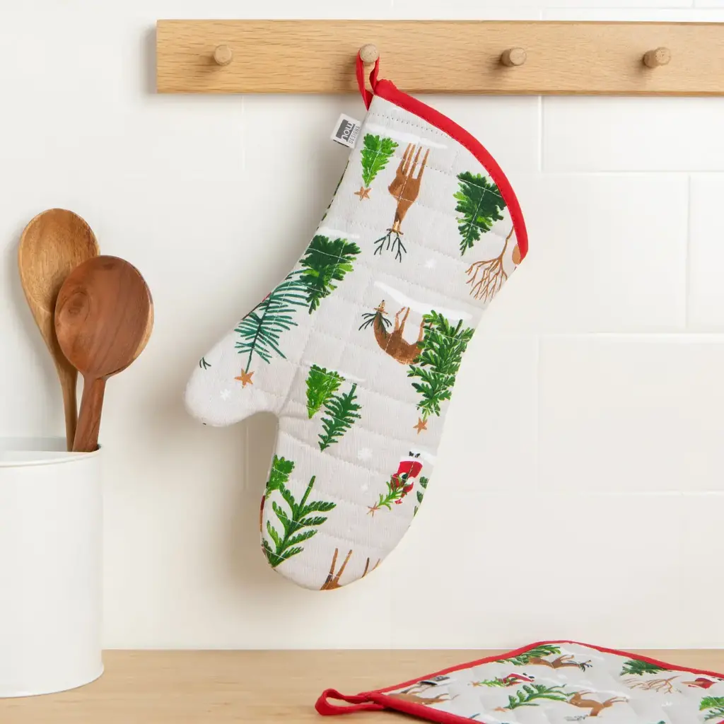 Now Designs by Danica Oven Mitt - Santa's Reindeer Christmas