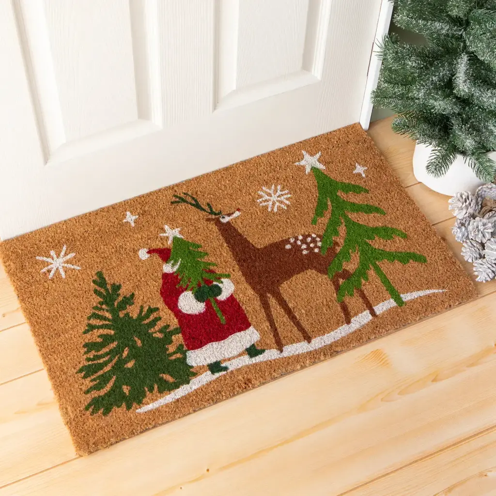 Now Designs by Danica Door Mat - Santa's Reindeer Christmas