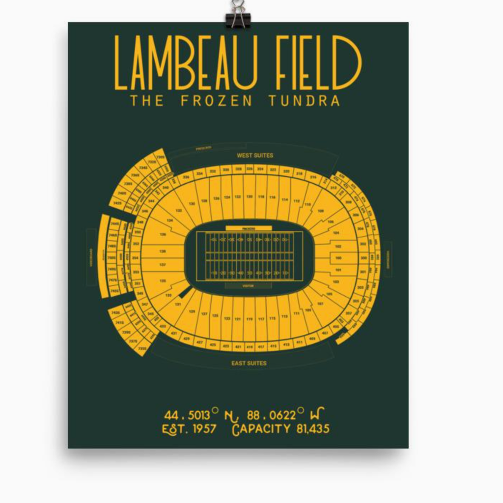 Stadium Prints by BTB Lambeau Field Stadium Poster-Team Colors