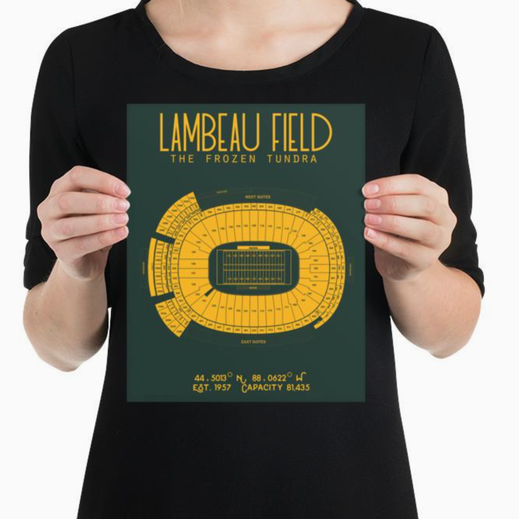 Stadium Prints by BTB Lambeau Field Stadium Poster-Team Colors