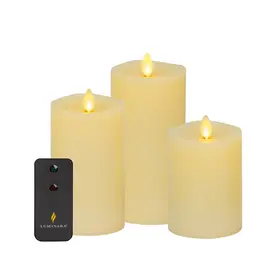 Luminara Ivory Flameless Candles - Set of 3 - With Remote