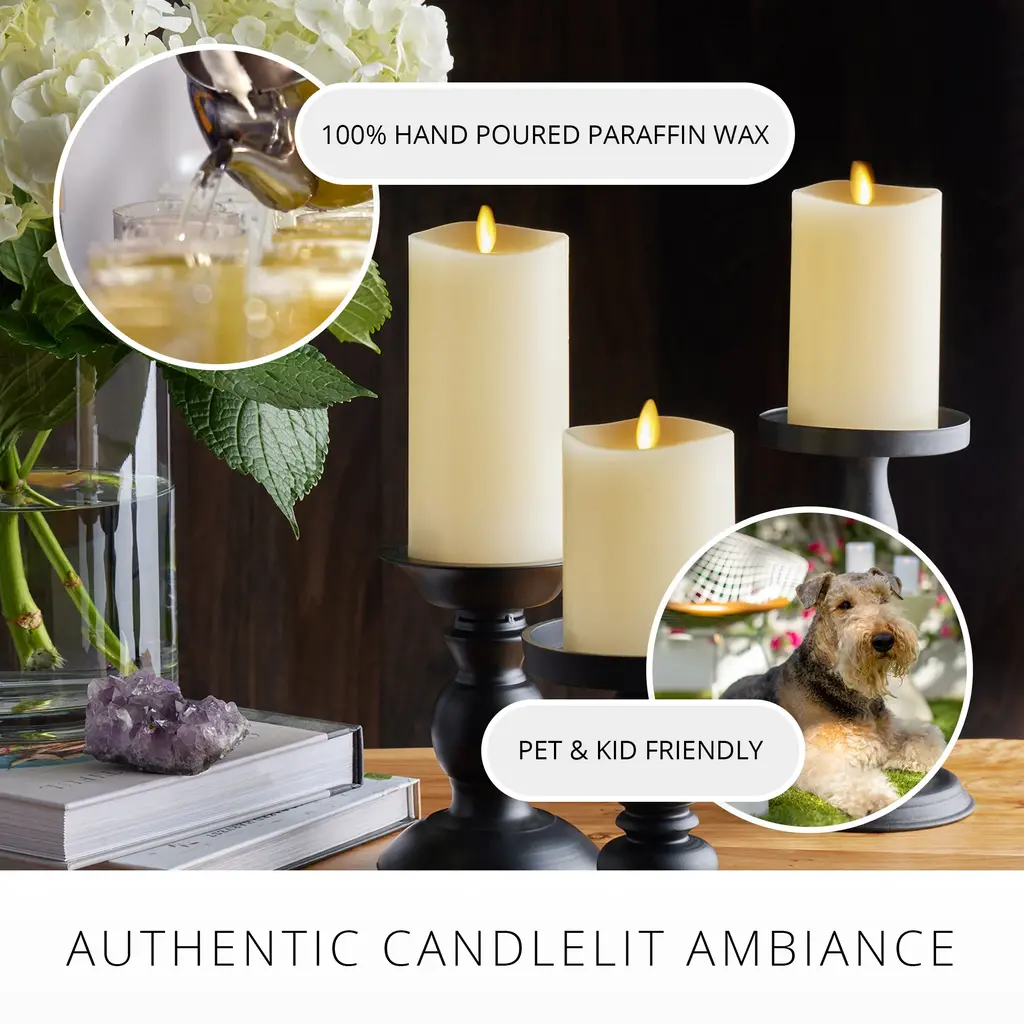 Luminara Ivory Flameless Candles - Set of 3 - With Remote