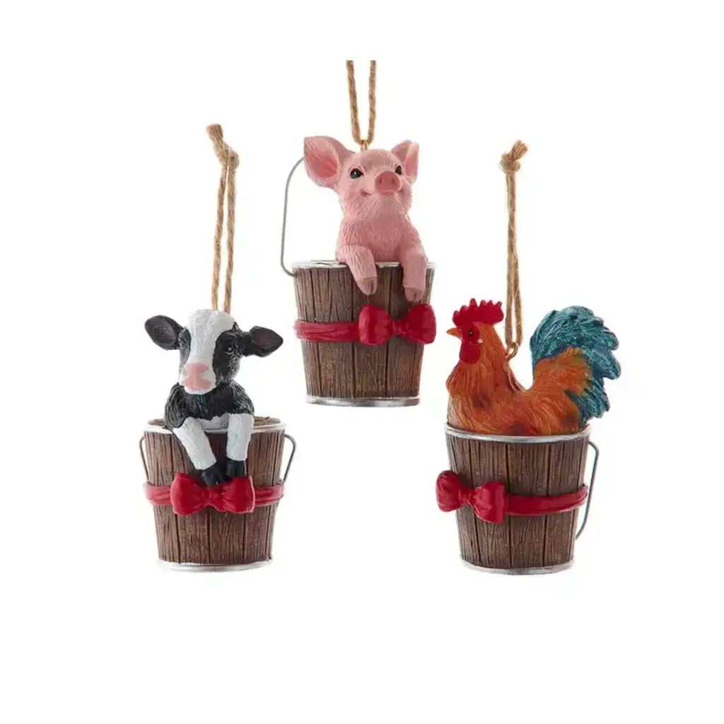 Kurt S. Adler Inc Ornament - Farm Animals in Bucket Assorted