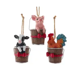 Kurt S. Adler Inc Ornament - Farm Animals in Bucket Assorted