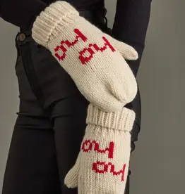 Beige & Red Ho Ho Ho Mittens