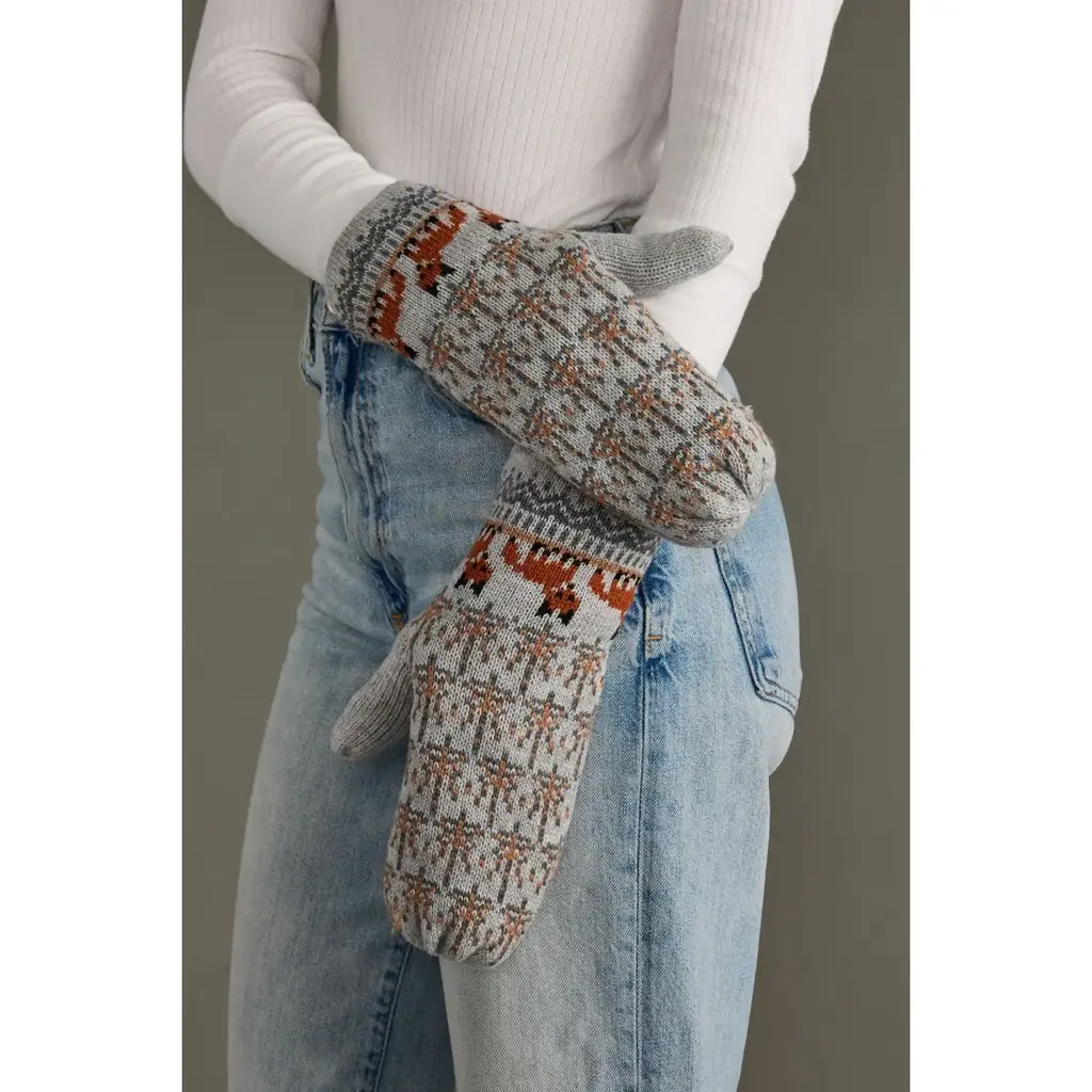 Copy of Cream & Multicolored Patterned Mittens