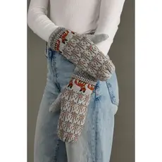 Copy of Cream & Multicolored Patterned Mittens