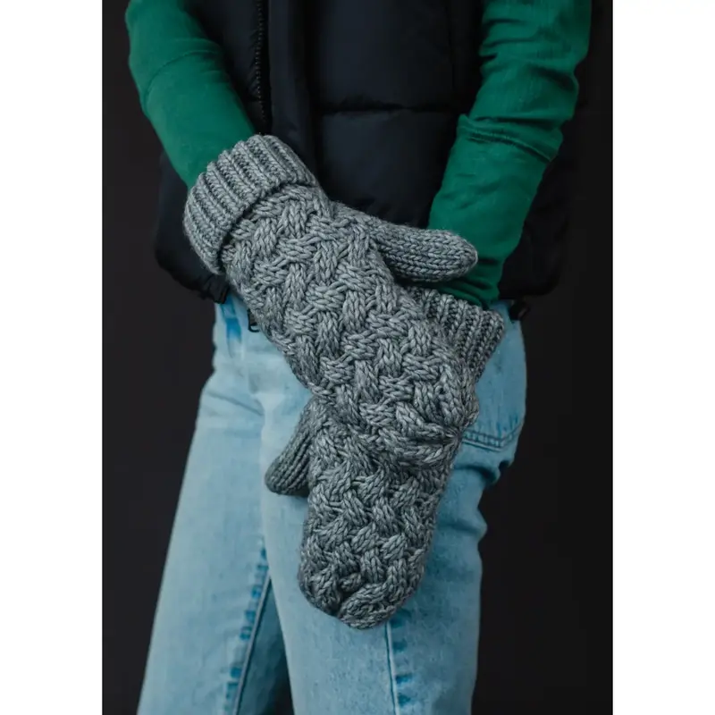 Gray Knit Mittens