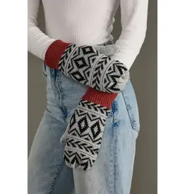 Gray, Black & Rust Patterned Mittens