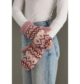 Pink, Ivory & Rust Patterned Mittens