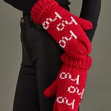 Red & White Ho Ho Ho Mittens