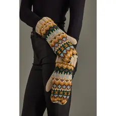 Taupe & Multicolored Patterned Mittens