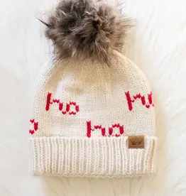 Panache (Faire) Beige & Red Ho Ho Ho Pom Hat