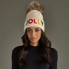 Beige Jolly Knit Pom Hat